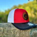 Red/White Mesh Round Logo Hat